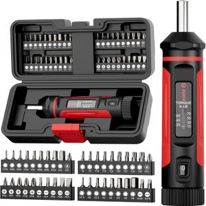 VANPO Torque Screwdriver, 15-75In-lb Torque Screw Driver Wrench Driver Set, 1/4'' Drive Inch Pounds Torque Wrench Screwdriver with 40 S2 Bits for Maintenance, Tools, DIY, Bike Repairing and Mounting