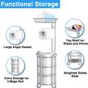 Toilet Paper Holder Stand with Shelf for Phone, Bathroom Free Standing Tissue Roll Storage Rack with Dispenser for 4 Mega Rolls, Chrome