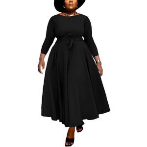 BFFBABY Women's Wrap V Neck Plus Size Maxi Dresses 3/4 Sleeves Chain Floral Printed Swing Dress with Belt 3X-Large