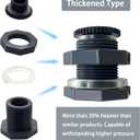 NPT 1 PVC Bulkhead Fitting, Heavy-Duty Female Plastic Water Tank Connector Adapter Fitting with Plugs for Rain Barrel,Spigot,Water Tank,Drain Bucket (Set of 4-Thickened Type)