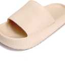 Cloud Slippers for Women and Men, Pillow House Slippers Shower Shoes Indoor Slides Bathroom Sandals, Ultimate Comfort, Lightweight, Thick Sole, Non-Slip, Easy to Clean, Beige US 9M 10.5W