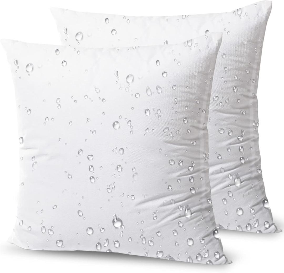 Phantoscope Premium Outdoor Pillow Inserts - Pack of 2 Square Form Water Resistant Polyester Throw Pillows, Couch Sham Cushion Stuffer, 18 X 18 inches (White)