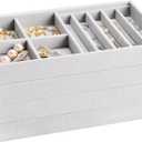 ProCase Stackable Jewelry Organizer Trays for Drawers, Jewelry Drawer Inserts Container Display Case Storage for Earring Necklace Rings Bracelet with Removable Dividers -Grey, 4 Layers