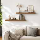 HOOBRO 31.5" Floating Shelves for Wall, Set of 2 Wall Mounted Shelf,  Rustic Brown, 7.9"D x 31.5"W x 1.5"H