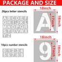 YEAJON 18 Inch Letter Stencils and Numbers, 36 Pcs Alphabet Art Craft Stencils, Reusable Plastic Templates for Wood, Wall, Fabric, Rock, Signage, DIY Art Projects (18 Inch)