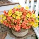 Fall Flowers Fake Flowers Mums for Outdoors Autumn Decoration, 6 Bundles Artificial Flowers Faux Silk Plants Realistic UV Resistant for Outside Planter Patio (Fall Yellow Orange)