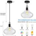 11 Inch Kitchen Island Pendant Light Blown Glass Hammered Shade & Black Finish Modern Hanging Ceiling Light for Dining Room, Sink, Hallway, Living Room E26 Base