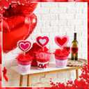 6 Pcs Valentines Day Decorations for Home Artificial Heart Topiary Plant with Pot with Bow and Raffia Valentines Table Centerpiece Felt Heart Decor for Galentines Day Tiered Tray Decor Gift