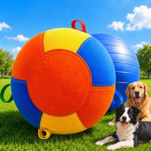 Herding Ball for Dogs, 18 Inch Upgraded Dog Push & Chase Ball with Thickened Bite & Tear Resistant Cover, Burst-Resistant Inner Ball, Outdoor Exercise Toy for Active Dogs, Multi-Color, Medium