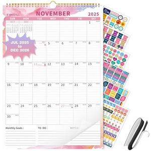 2025 Wall Calendar Planner Hanging Spiral Bound Calendars 12" x 17", Use Jul 2025 - Dec 2026, Ink Pack Of 3