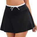 GRAPENT Swim Skirt for Women High Waisted Contrast Color Tankini Bikini Bottoms Swim Skort Beach Skirts Swimsuit Bottom M