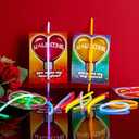 JOYIN 36 Packs Neon Valentines Day Gift Cards with Glow Stick Bracelets, Glow in the dark Necklaces for Valentine's Party Favor, Valentine Classroom Exchange Cards, Valentine School Prize