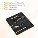 HARFINGTON Hair Extension Beading Tool Kit Stainless Steel Hair Extensions Micro Link Bead Closer and Remover Pliers Micro Ring Loop Needle Pulling Hook Bead Device Tool Kits, Gold Tone