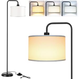 [Upgraded] LED Floor Lamp for Living Room, 3 Color Temperature Floor Lamp with Foot Switch Modern Standing Lamp Tall Pole Floor Reading Lamp for Bedroom, Study Room, Office, 9W Bulb Included, Black