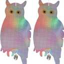 Dyvicl Fake Owl Hanging Reflective Owl Woodpecker Bird Deterrent Control Device for House Windows Outdoor Garden Yard, 2 Pack
