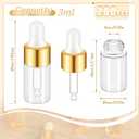 Didaey 200 Pcs Mini Glass Oil Dropper Bottle Bulk, Clear Essential Small Empty Bottles Sample Containers Perfume Liquid Vials with Cap for Traveling (3 ml,Gold)