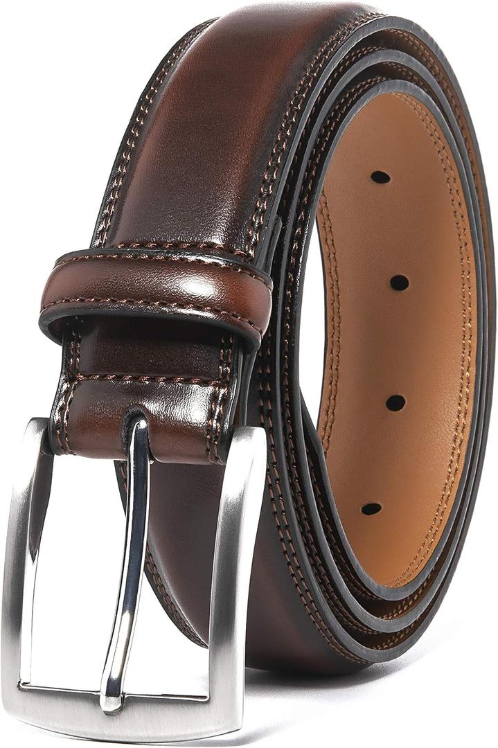 Fabio Valenti Genuine Leather Dress Belts For Men - Mens Belt For Suits, Jeans, Uniform With Single Prong Buckle, Size: 34（waist 32-33）