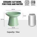 6.2 Inch Extra Wide Elevated Ceramic Cat Bowls, Food and Water Bowl Set for Elder Big Cats Small Dogs, Raised Design for Pet Easy Eating, Protect Cat's Spine Set of 2 (Light Green)