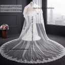 EllieHouse Women's 2 Tier Royal Length Lace Wedding Bridal Veil With Comb L01 (White)
