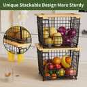 Wire Storage Basket for Kitchen Pantry: GGIU Stackable Kitchen Counter Organizers - Wire Organizing Bin for Produce Vegetable Potato and Onion Black