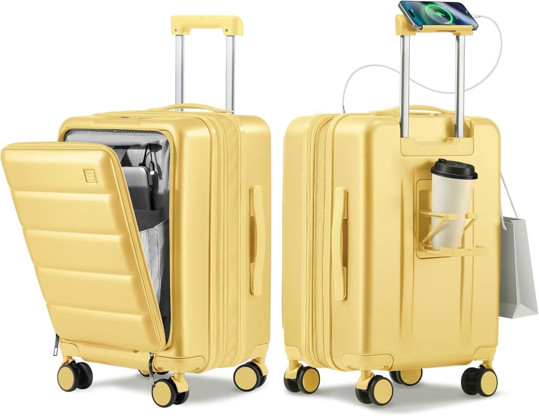20IN Expandable Carry On Luggage-Banana Yellow, 20 Inch-EXT