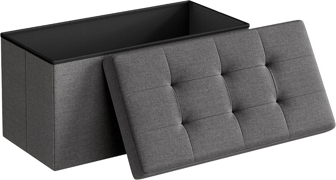 SONGMICS 30 Inches Folding Storage Ottoman Bench, Load 660 lb
Ottoman Foot Rest, Storage Chest, for Living Room, Entryway, Slate Gray and Ink Black, MINOTA Collectio