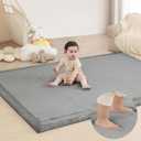 Huloo Sleep 2" Extra Thick Baby Play Mat for Floor,Ultra Soft Elasti Foam Mat for Tummy Time & Crawling,Playpen,Non Slip Nursery Rug for Toddlers,Infants,kids,Tatami Style for Yoga,Playroom(Dark Gray)