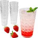 Kate Aspen Clear Plastic Drinking Glasses Set of 8, 19 oz, Hobnail Bubble Acrylic Glasses Drinkware, Plastic Tumblers Cups Dishwasher Safe, BPA-Free Acrylic Cups Reusable for Cocktails and Kitchens