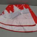 Christmas Tree Skirt Red Xmas Tree Ornaments for White Soft Plush Christmas Tree Mat with Snowy Pattern for Decorations Holiday Party 48 inches (Santa-1)