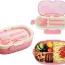 Bento Box Kids Lunch Box with Spoon & Fork - 28oz, 3 Compartment Sandwich Containers Travel Snack Boxes, Microwave/Dishwasher/Freezer Safe, BPA Free Meal Prep Food Storage Containers - Pink