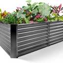 Land Guard 8x4x2 ft Galvanized Raised Garden Bed Kit, Galvanized Planter Raised Garden Boxes Outdoor, Large Metal Raised Garden Beds for Vegetables(Grey)