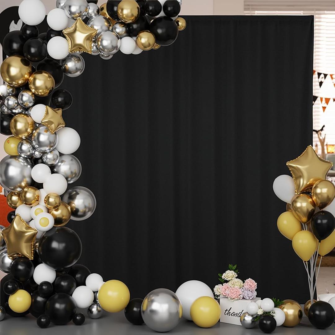 10x10FT Black Backdrop Curtains for Parties - Black Backdrop Curtain for Baby Shower Birthday Photo Home Party Backdrop Curtains 5x10FT 2 Pcs