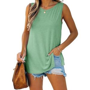 Imily Bela Womens Loose Fit Casual Flowy Tank Tops Crewneck Trendy Sleeveless Side Split Summer Tops Clothes Outfits 2025 L