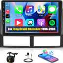 [4G+64G] Car Radio for Jeep Grand Cherokee 1998-2005 with Wireless CarPlay Android Auto,9" Touchscreen Android 15 Car Stereo with Mirror Link Voice Control WiFi/GPS,Bluetooth,FM/RDS+Backup Camera