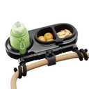 Universal Stroller Snack Tray, Stroller Tray Attachment with Flexible Silicone Arm Gripper & Deep Cup Holder - Non-Slip Snack Tray for Strollers Accessories