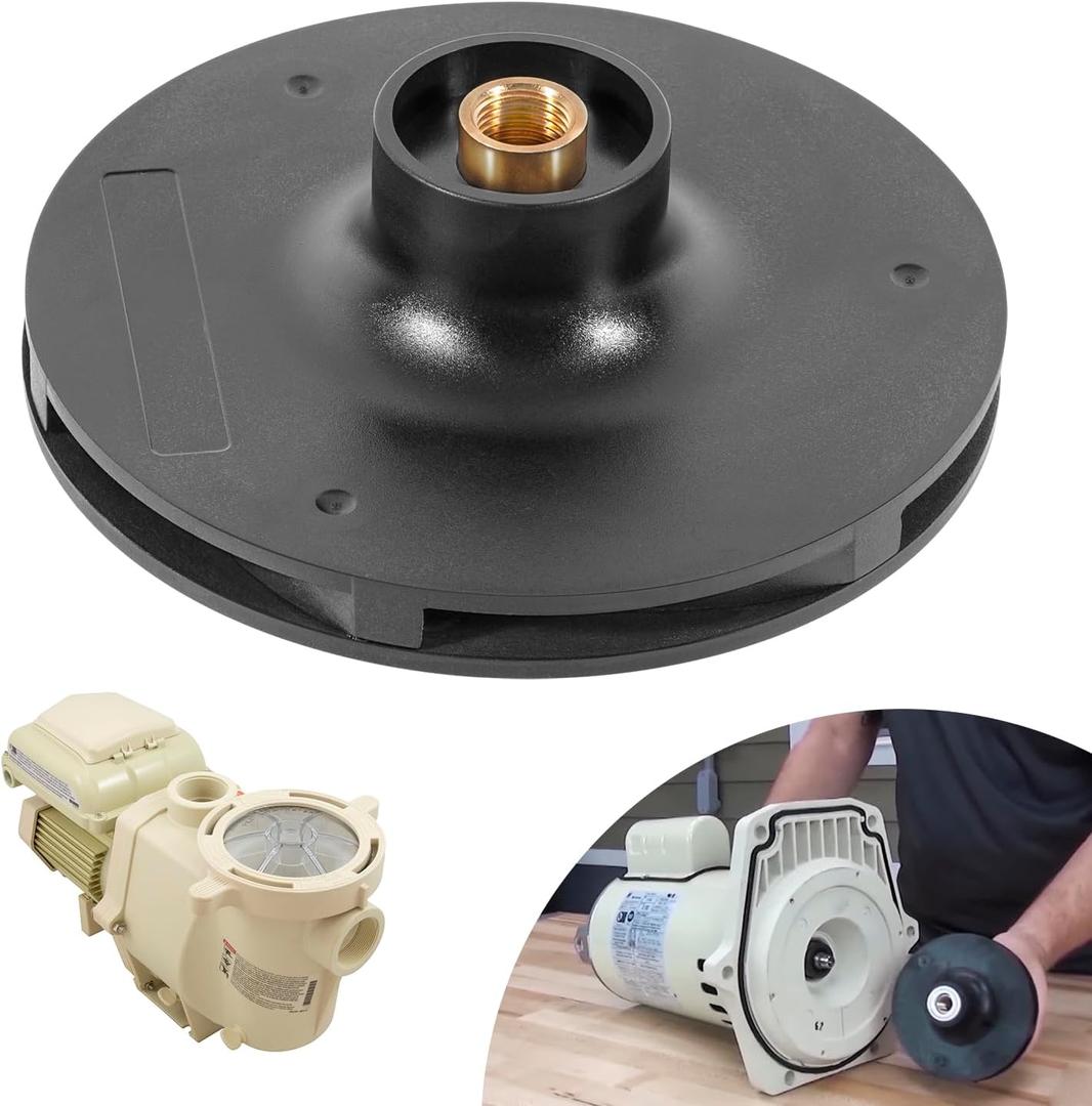 Upgraded 073129 Pump Impeller Replacement Fit for 1-1/2 HP and 2 HP WhisperFlo Pump Impeller for Pool and Spa Pump, Black
