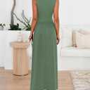 BTFBM Summer Maxi Dresses for Women 2026 Spring Sleeveless Casual Ruched High Waisted Long Sundress Flowy Beach Dress (Green, M)
