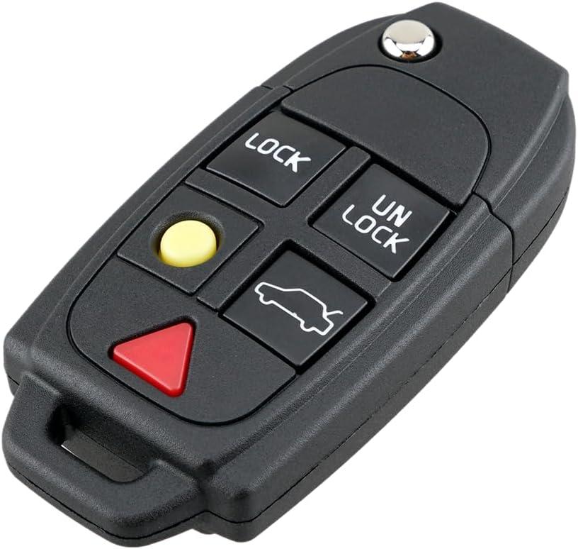 Key Fob Cover Shell Case Replacement 5 Buttons Key Fob Remote Control Shell Case - Compatible for Volvo S60 S80 V70 XC70 XC90 - Replace Part LQNP2T-APU