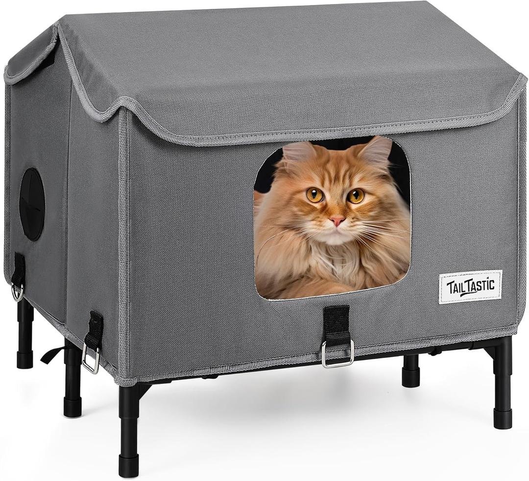 Outdoor Cat House Weatherproof for Spring Summer, Portable Cat Shelter for Stray Cats, No Installation Foldable Cat Tent Enclosure, Ventilated Pet House for Outside Camping Patio GardenUnheated