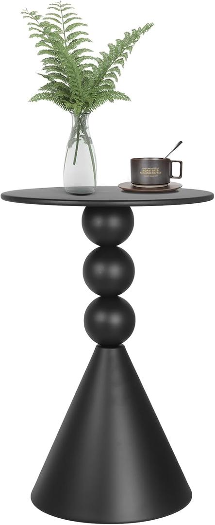 Metal Round Martini Table,Vintage Drum Side End Table,Modern Nightstand Accent Pedestal Tables Coffee Tables for Small Space Living Room, Bedroom, Black