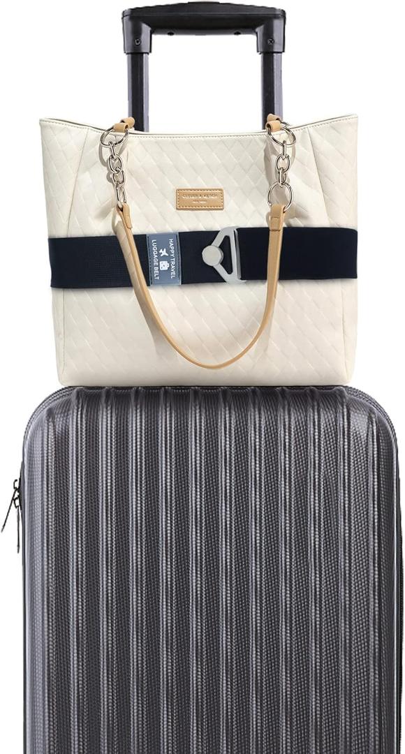 2-in-1 Travel Belt for Luggage, Luggage Straps for Add a Bag Adjustable Suitcase Straps with Alloy Buckle Elastic Bungees Belt Hands-Free for Airport, Personalized Travel Accessories (Black)