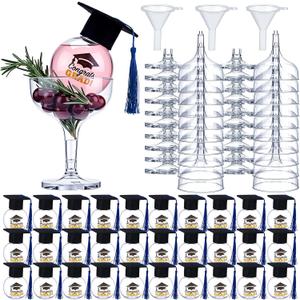 30 Set Graduation Party Favor Refillable Plastic Ball Decorations with Mini Caps & Cup Ornaments Congrats Grad Hanging Decor for Class of 2026(Blue)
