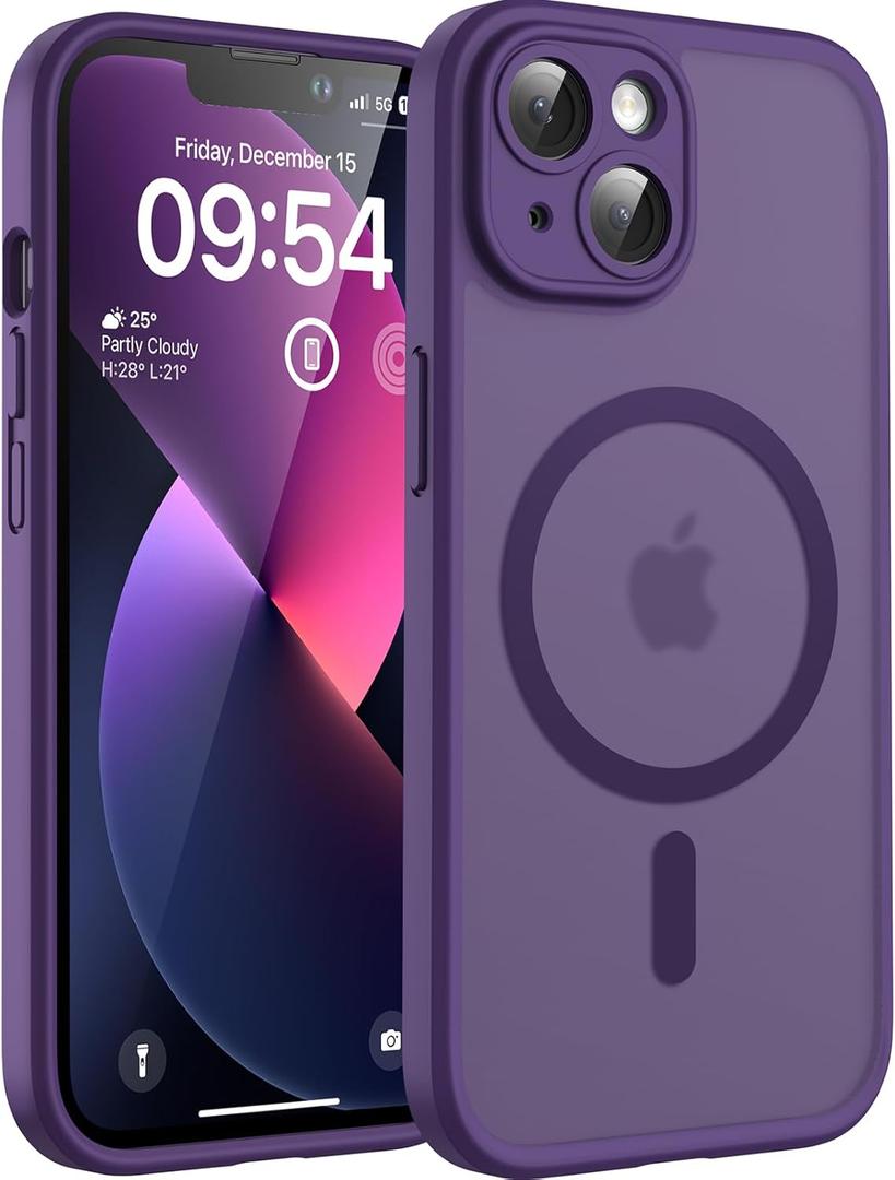 TOCOL for Phone 13 Case, Compatible with Magsafe Charger, Full Camera Protection, Drop Protection, Translucent Matte Phone Case for iPhone 13 6.1 inch (Midnight Purple)