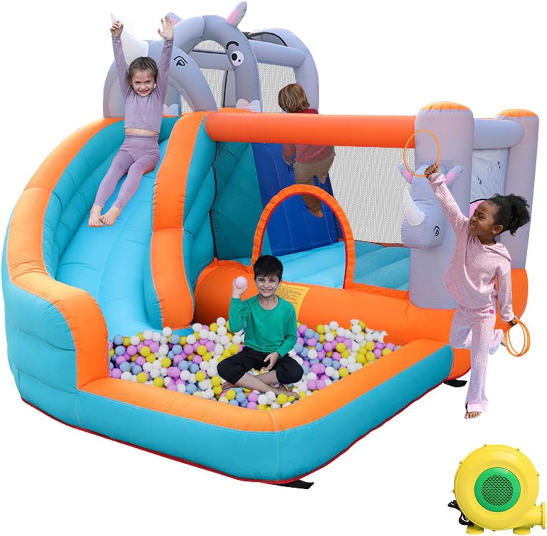 Inflatable Bounce House for Kids,Water Slide for Backyard,Indoor Bouncy House,Inflatable Water Park,Jumping Castle with Ball Pit,Jump House with Waterslide,Obstacle Course Bounce House, Large