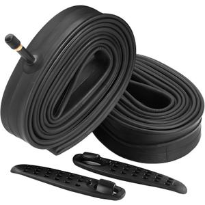 FANSPRO 2 Pack of 24 Inch Bike Tube 24x2.125 24x2.20 24x2.25 24x2.30 24x2.35 24x2.40 Heavy Duty Bicycle Tube with 2 Tire Levers, 32mm Schrader Valve Premium Quality Butyl Inner Tube