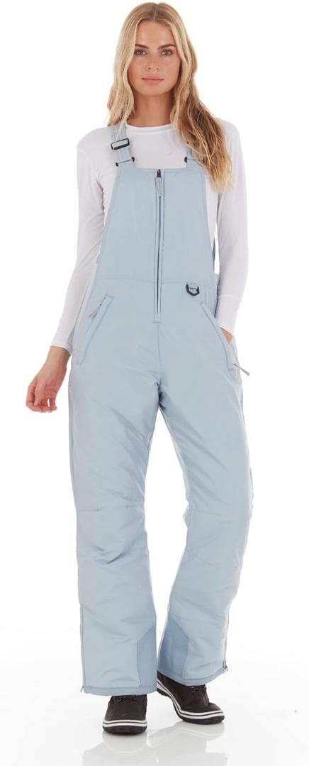 Arctic Quest Womens Ski Snow Bibs Pants Insulated Water Resistant Overalls Snowboarding Winter Waterproof Pants Women (Large, Blue Fog)
