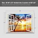 Beach Fake Window Wall Sticker Mural Wall Decal Stick and Peel - 48"x32"