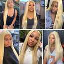 #613 Bundles Human Hair Blonde Straight Bundles 22 24 26 Inch Unprocessed Brazilian Virgin Hair 3 Bundle 50 Gram Per Bundle Blonde Quick Weave Hair Extensions,613-Blonde-S