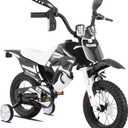 KEANO Motocross Style Kids Bike for Boys Girls Ages 2-4 Years, 12 Inch Bikes with Training Wheels and Number Plate, Toddler Bike Children Bicycles Blue