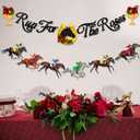 Glitter Run for The Roses Banner, Pre-Strung NO DIY Kentucky Derby Decorations, Horse Race Garland Kentucky Derby Banner for Wall Home Decor